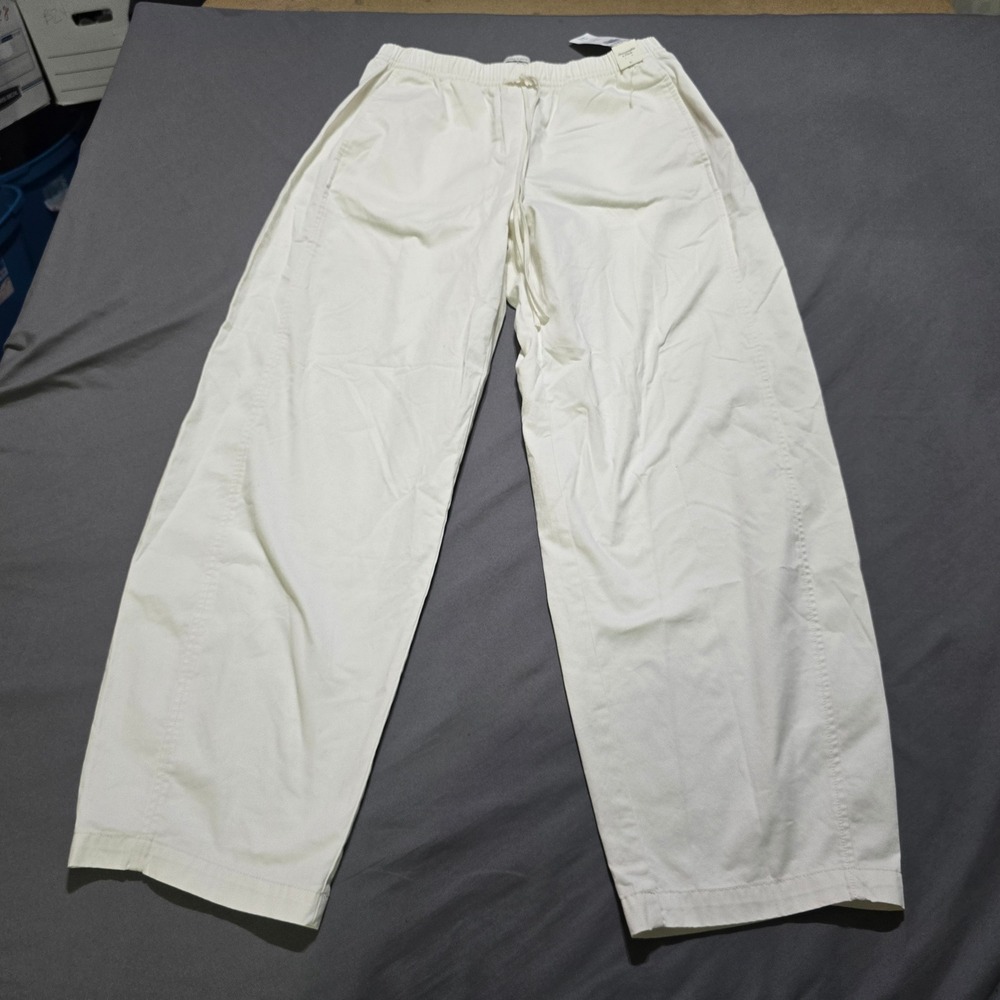 Abercrombie & Fitch Pull On Pants Women S Long White Wide Leg Cotton Drawstring
